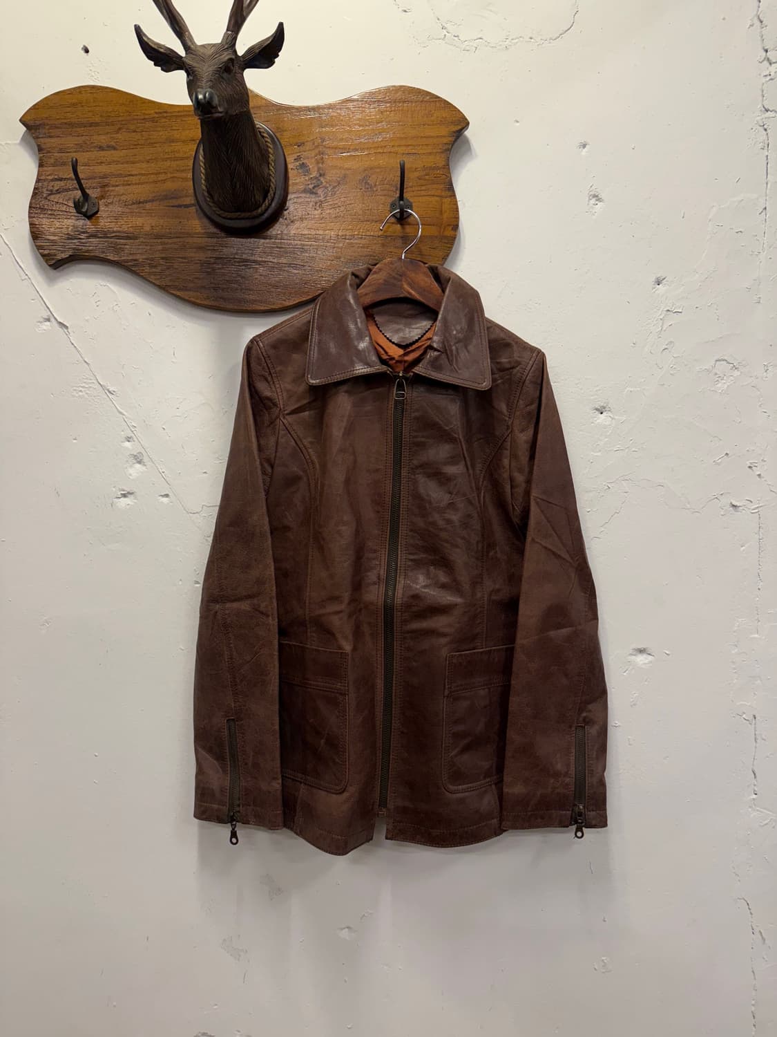 55) Brown Sheep Leather Zip-Up Jacket 상품이미지2
