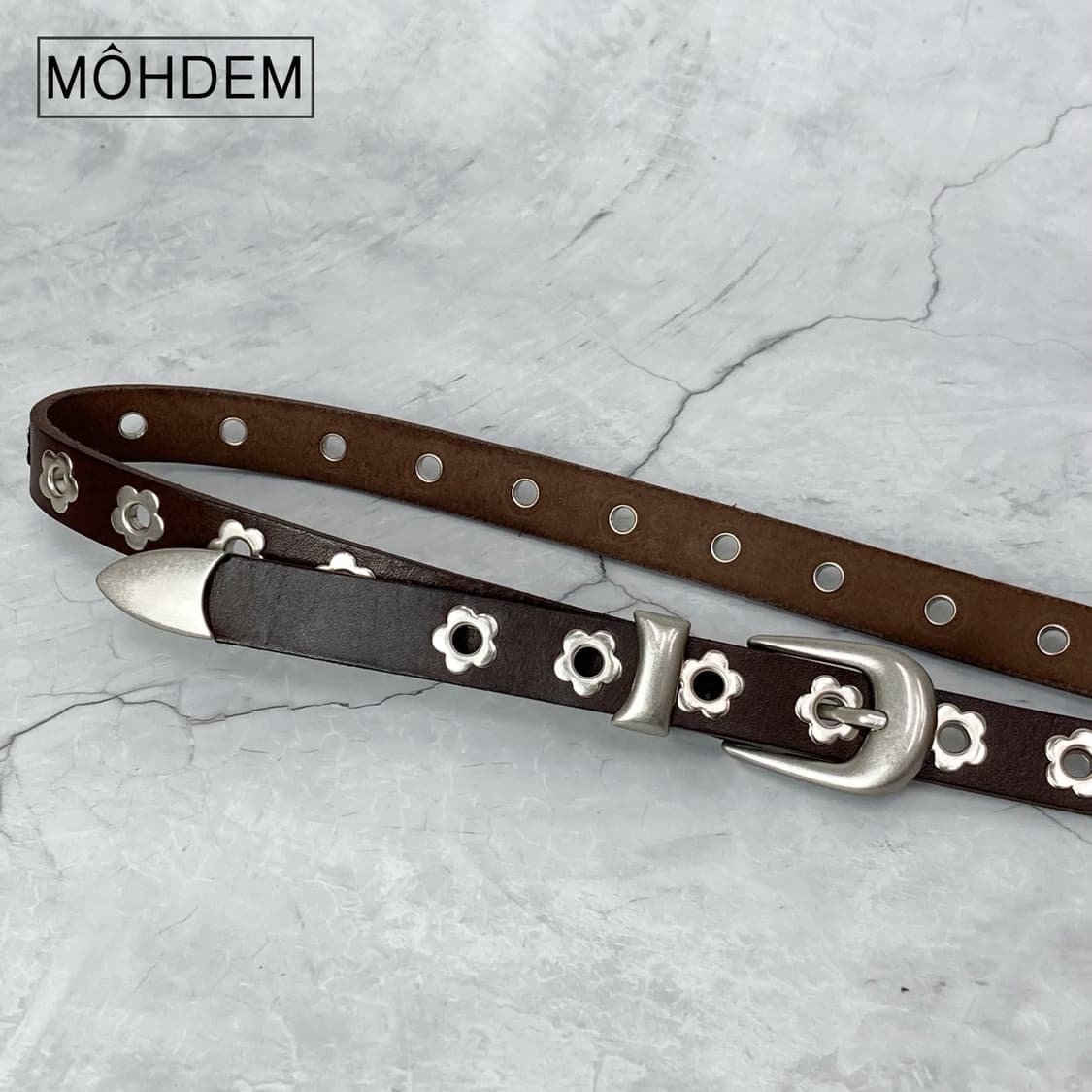 [Unisex] 플라워 아일렛 이태리소가죽 벨트 상품이미지7