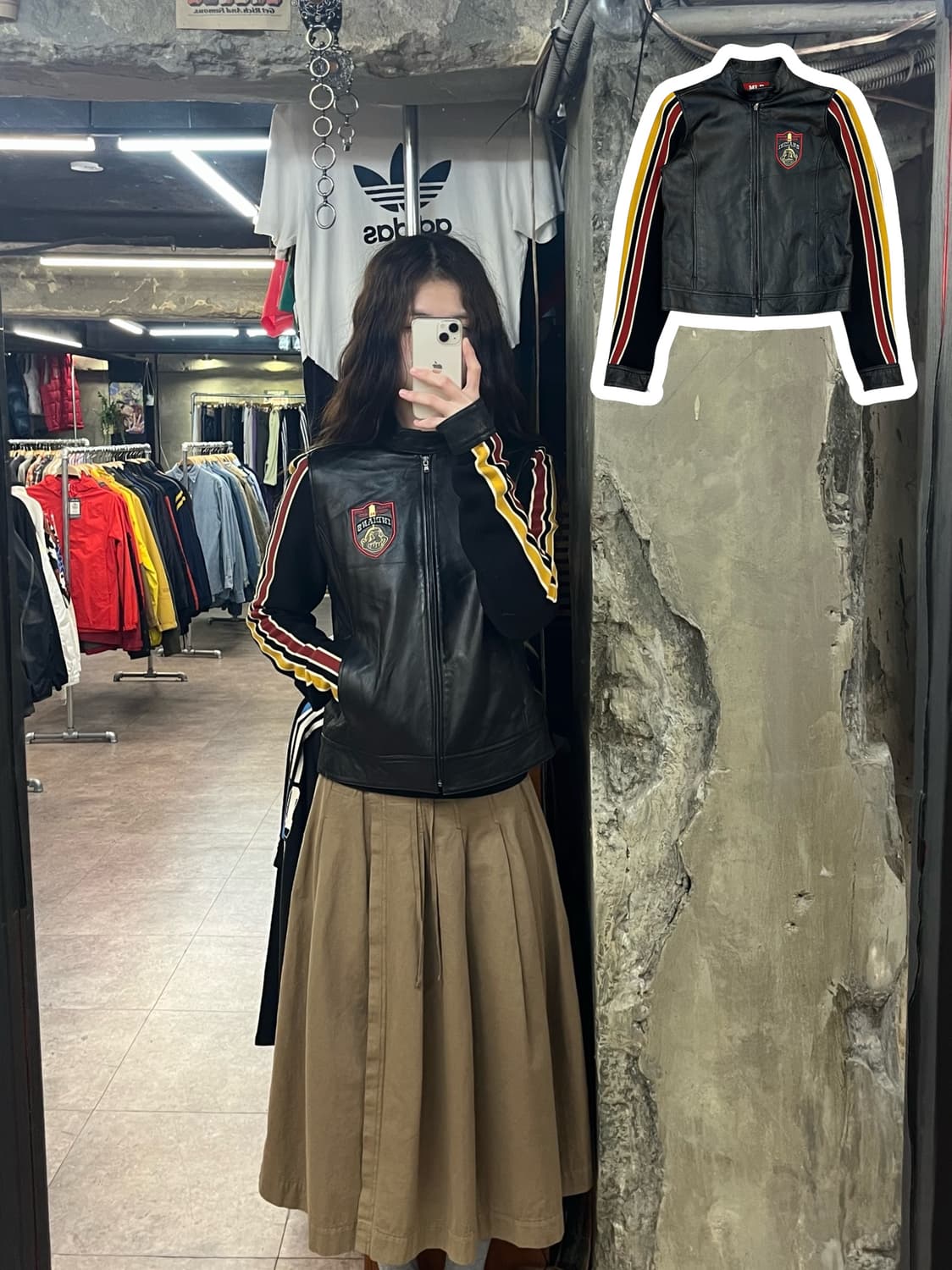 엠엘비 니트 배색 레더 자켓 블랙 95 #csz2298 상품이미지1