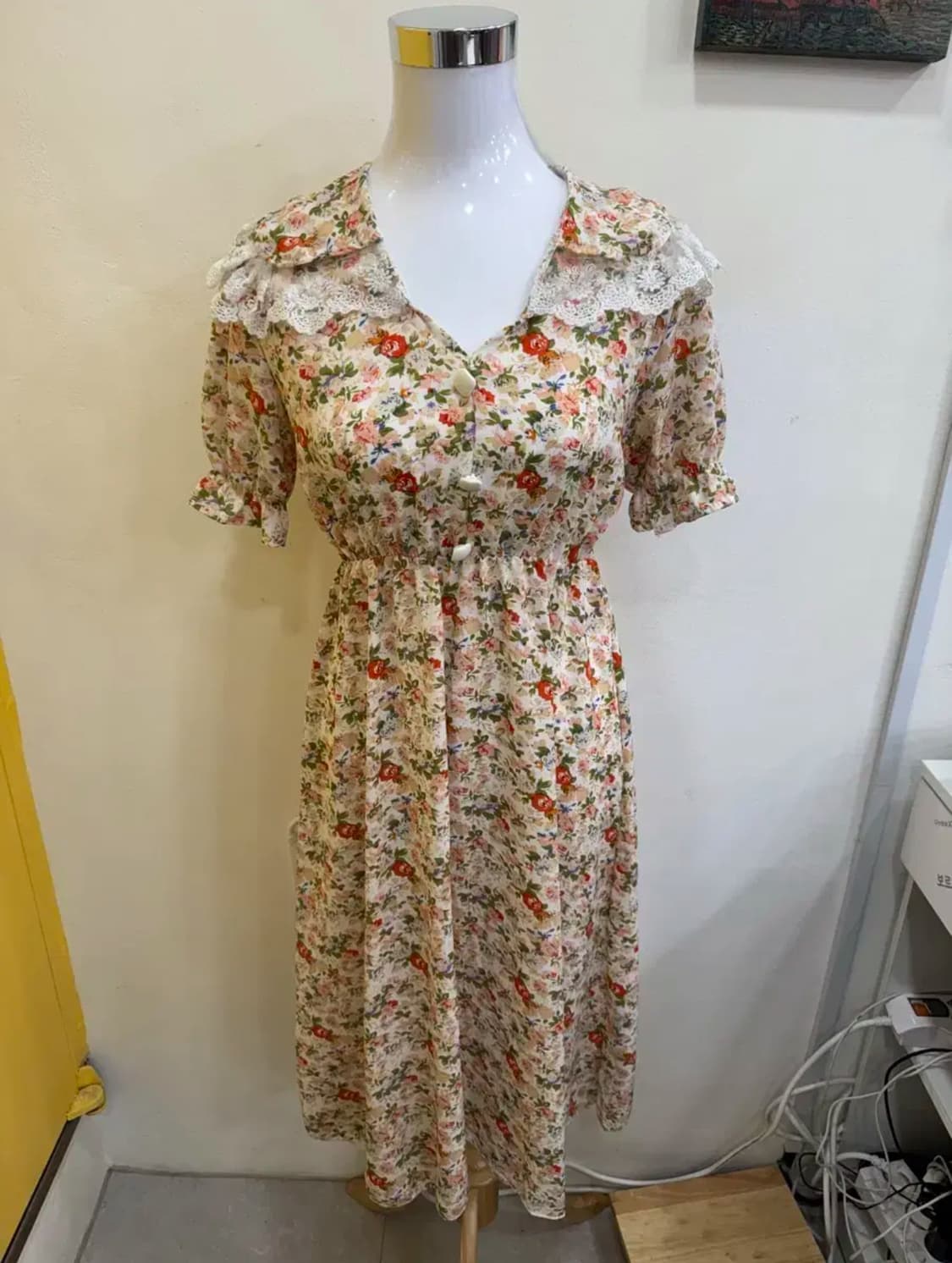 vtg 플라워 레이스 카라 빈티지 롱 원피스 상품이미지1