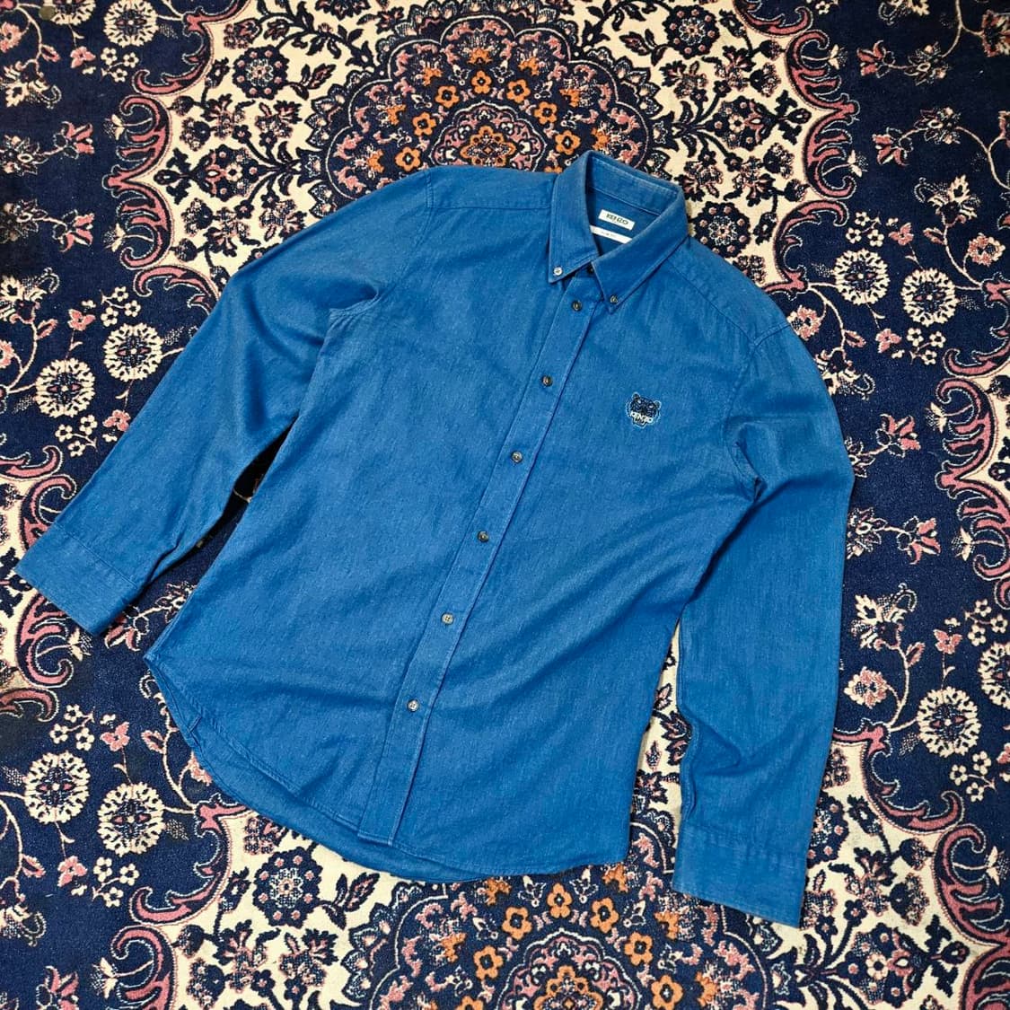 겐조(KENZO) 버진울 코튼 혼방 시그니쳐 로고 버튼다운 셔츠 상품이미지1