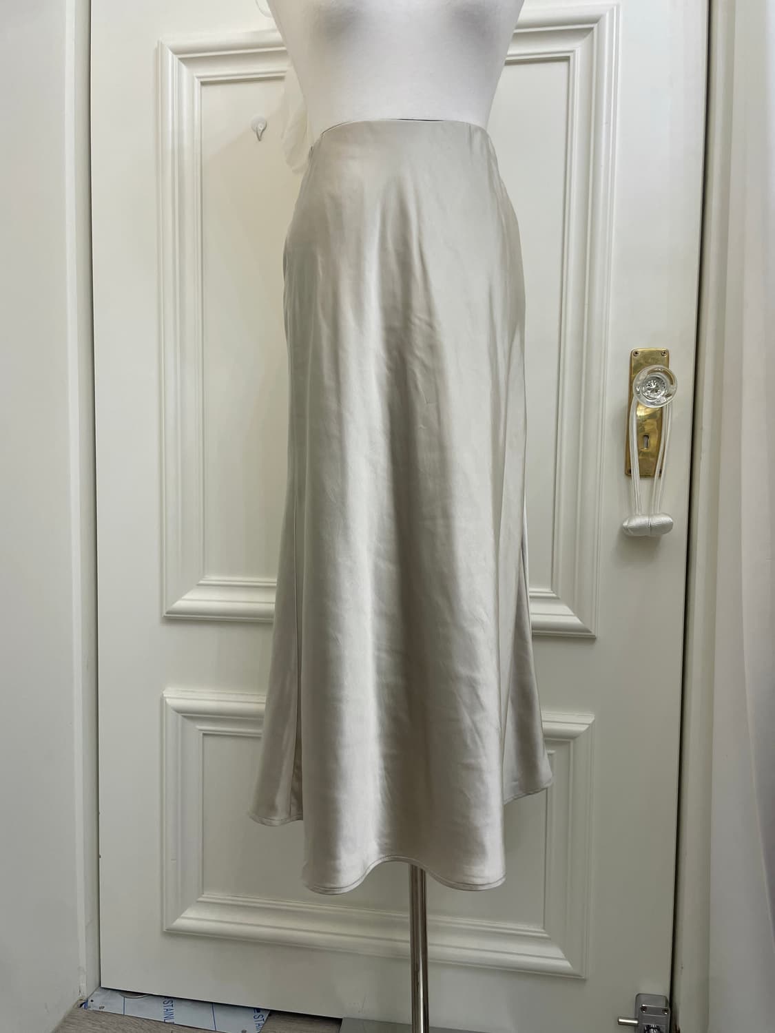 cream silver matt banding long skirt 상품이미지5