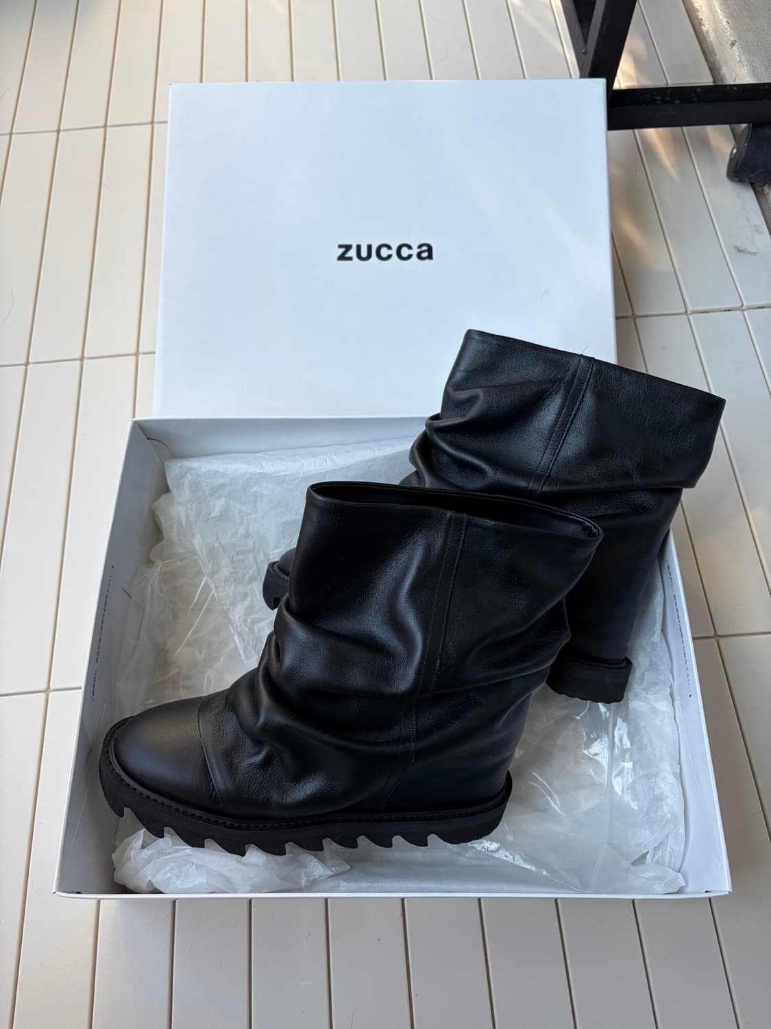 Zucca black leather slouch boots 상품이미지2