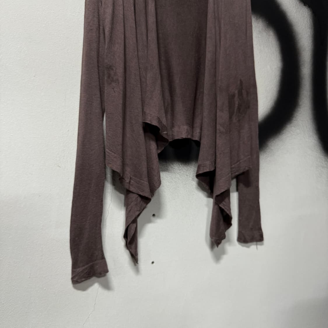 VTG 빈티지 모리 브라운 롱 언발 드레이프 니트 가디건 상품이미지4