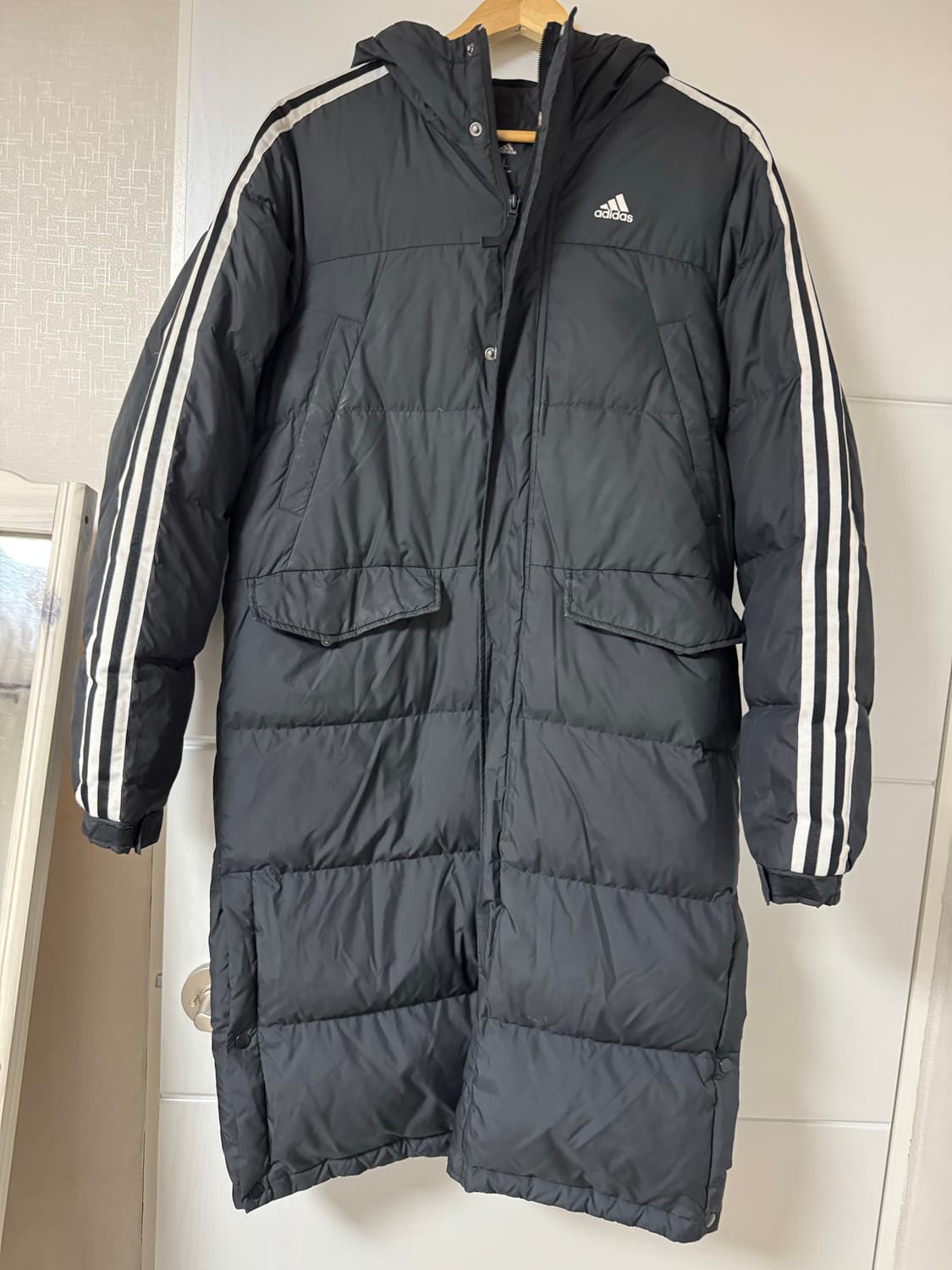 아디다스 3선 롱패딩 블랙 L 상품이미지1