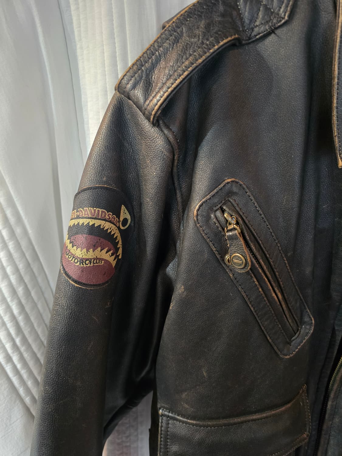 할리데이비슨 소가죽 패치 빈티지 항공점퍼 상품이미지3