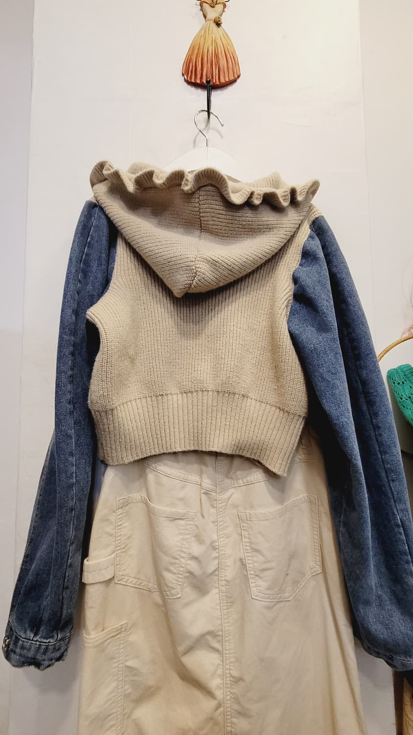 톰보이 프릴후드 니트집업 상품이미지5