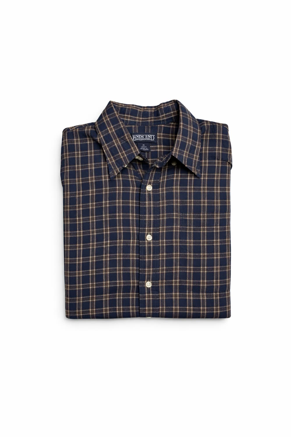 JPN 90s 일본 빈티지 Y2K 아메카지 랜즈엔드 네이비 체크 셔츠 M 상품이미지4