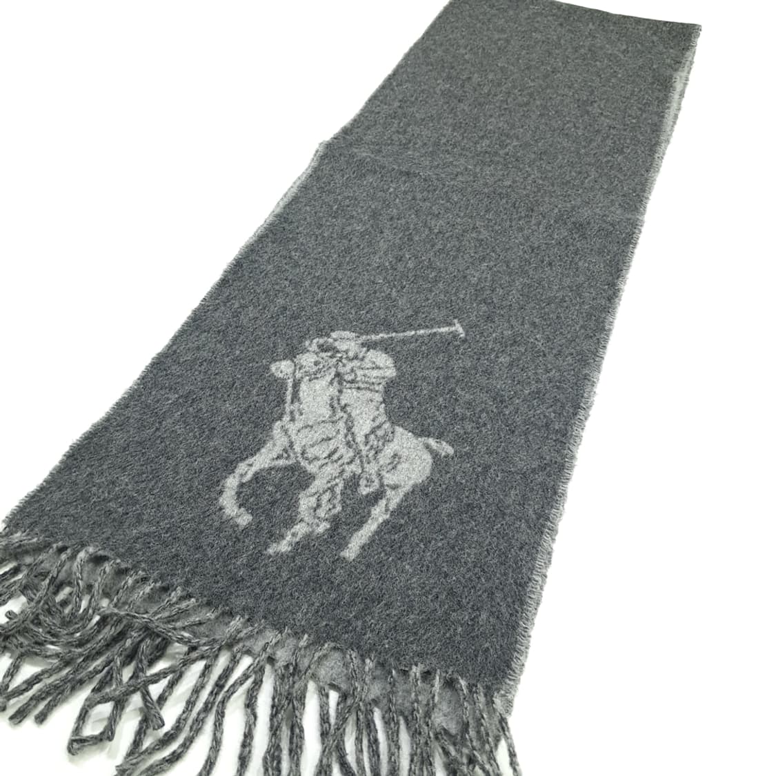 MX174 폴로 랄프로렌 그레이 빅포니 버진울 양면 목도리 머플러 상품이미지6