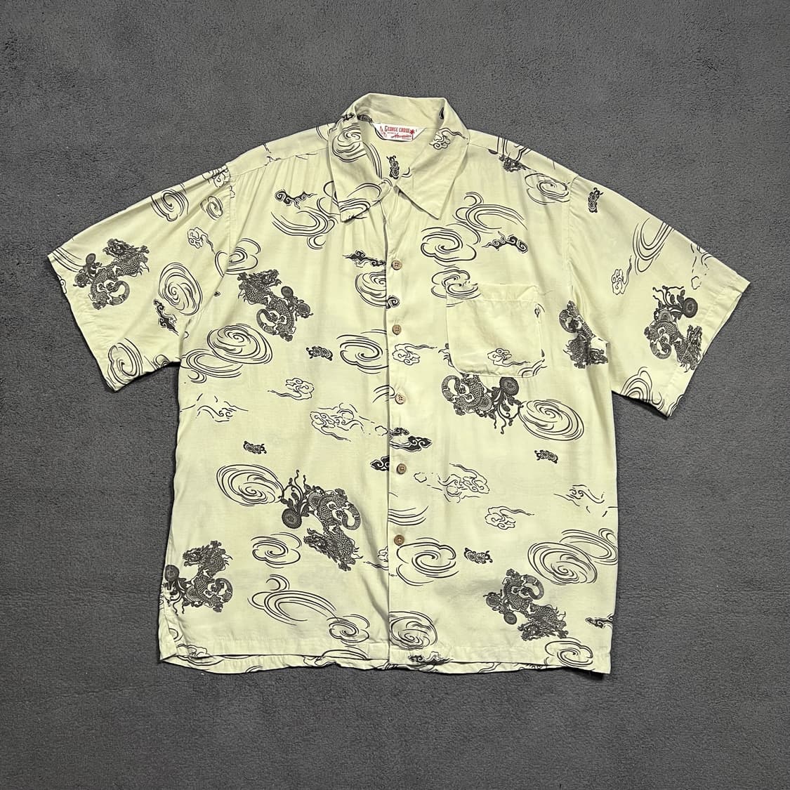 Japanese vintage 용 프린팅 하와이안 반팔 셔츠 상품이미지1
