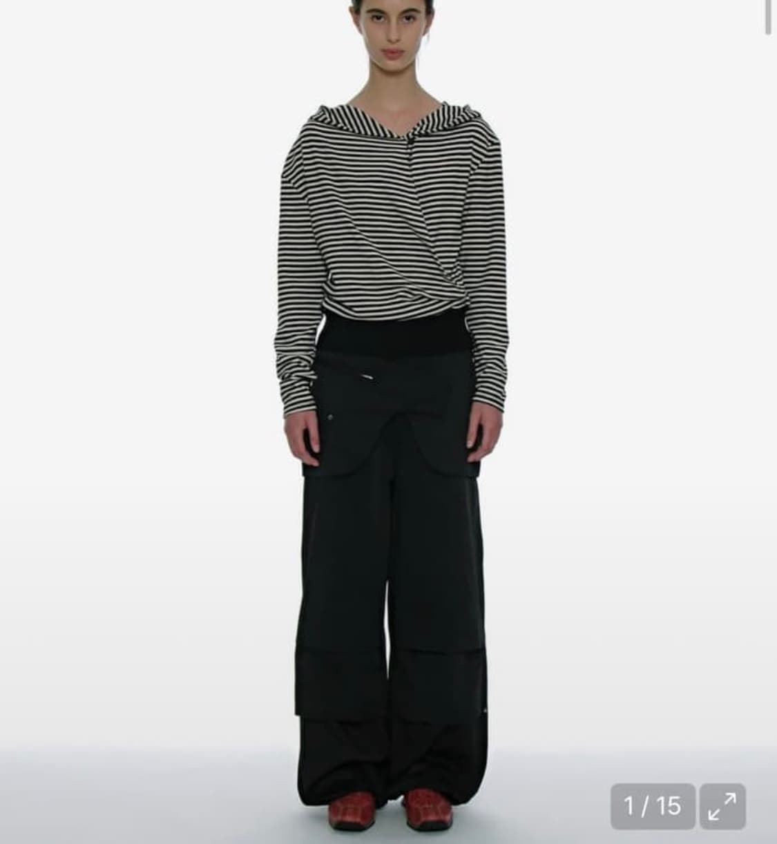 파르티멘토 우먼 2way 벨티드 레이어드 파라슈트 팬츠_블랙  상품이미지1