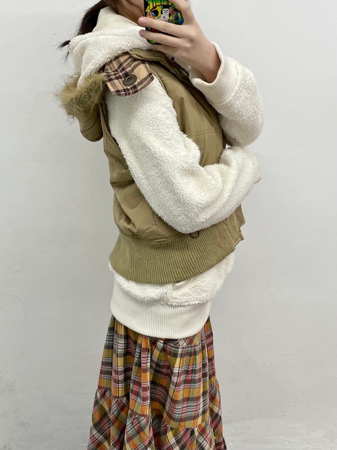 y2k 브라운 투웨이 후드 베스트 상품이미지7