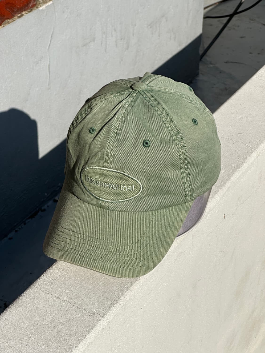 [F] 디스이즈네버댓 로고 워싱 카키 볼캡 모자 상품이미지2