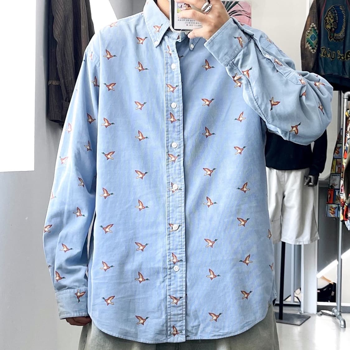 폴로랄프로렌 파스텔블루 청둥오리 패턴코듀로이셔츠 상품이미지1