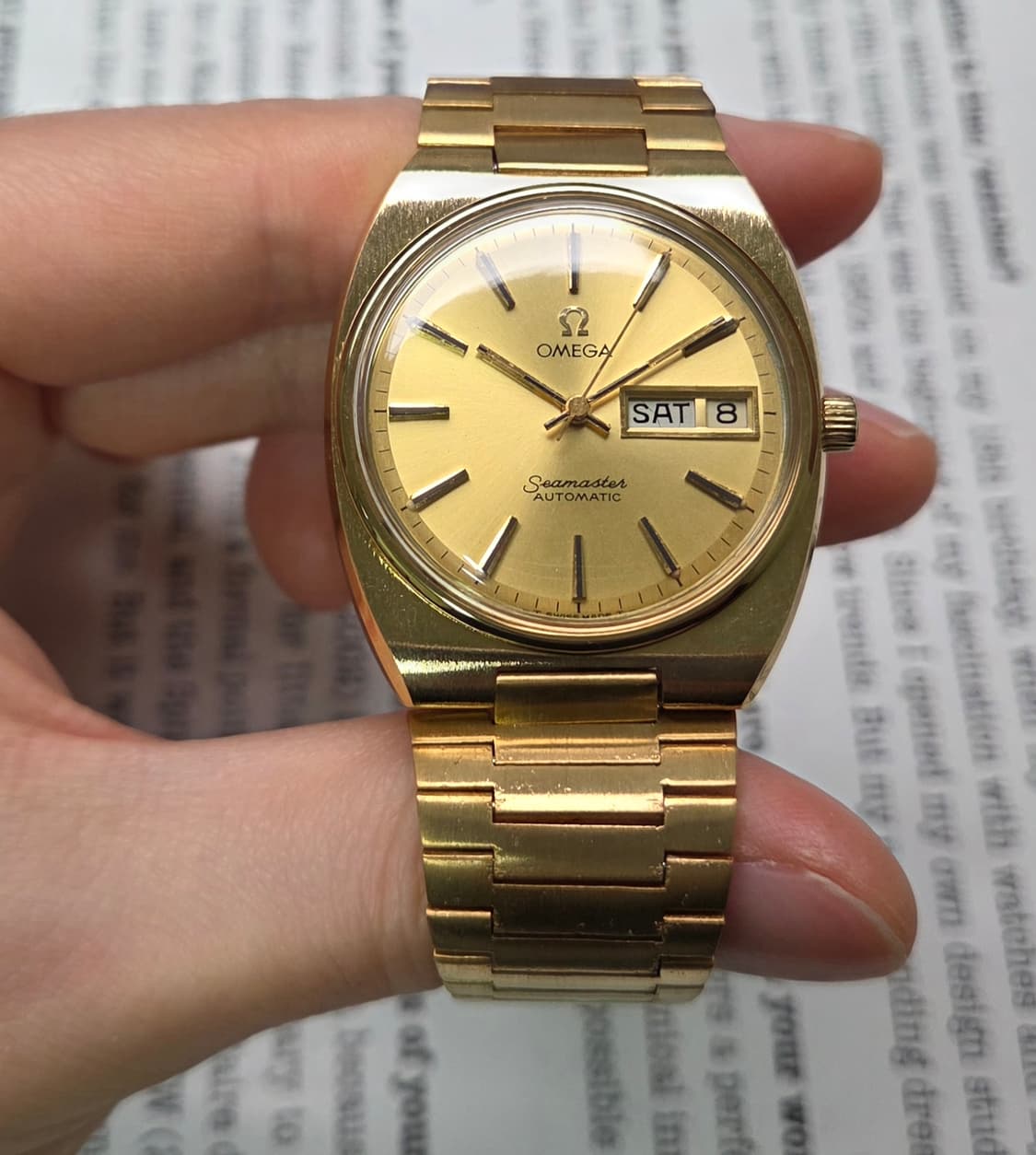 레어] 빈티지 오메가 씨마스터 고구마 데이데이트 올금장 뻐뻐시 브레이슬릿 상품이미지2