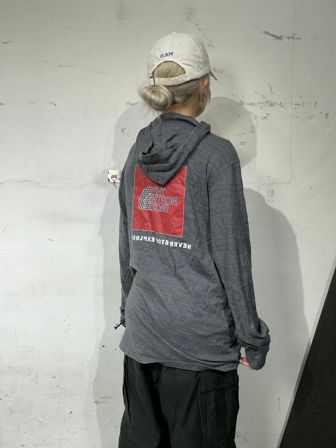 노스페이스 그레이 후드집업 져지 M 상품이미지3