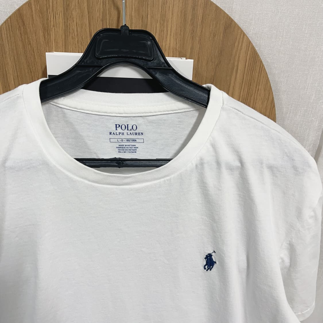 [정품] 폴로 화이트 / 네이비포니 라운드 반팔티 [ L ] 상품이미지5
