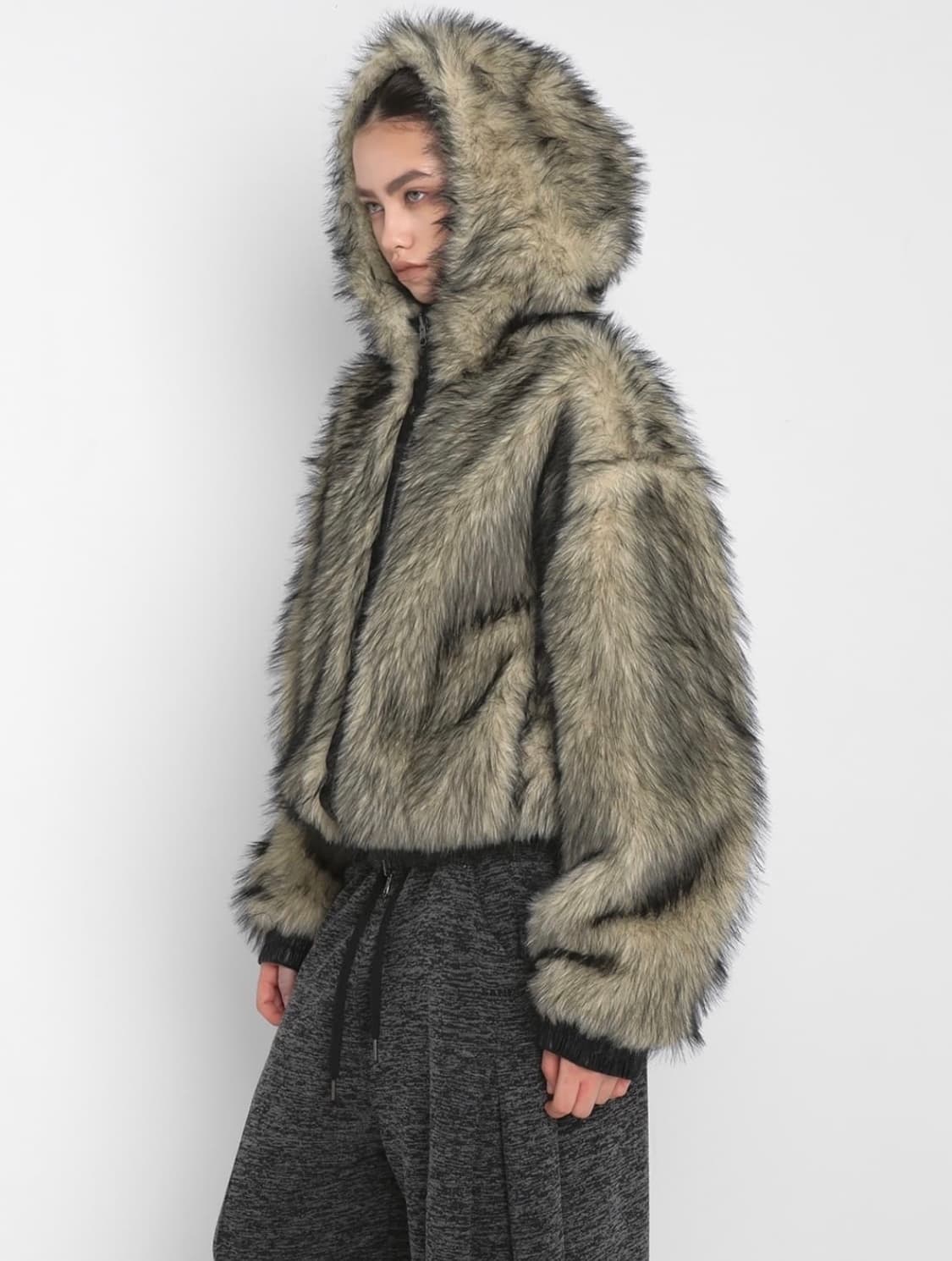 샌드릭 퍼 자켓 라이트옐로우 상품이미지2