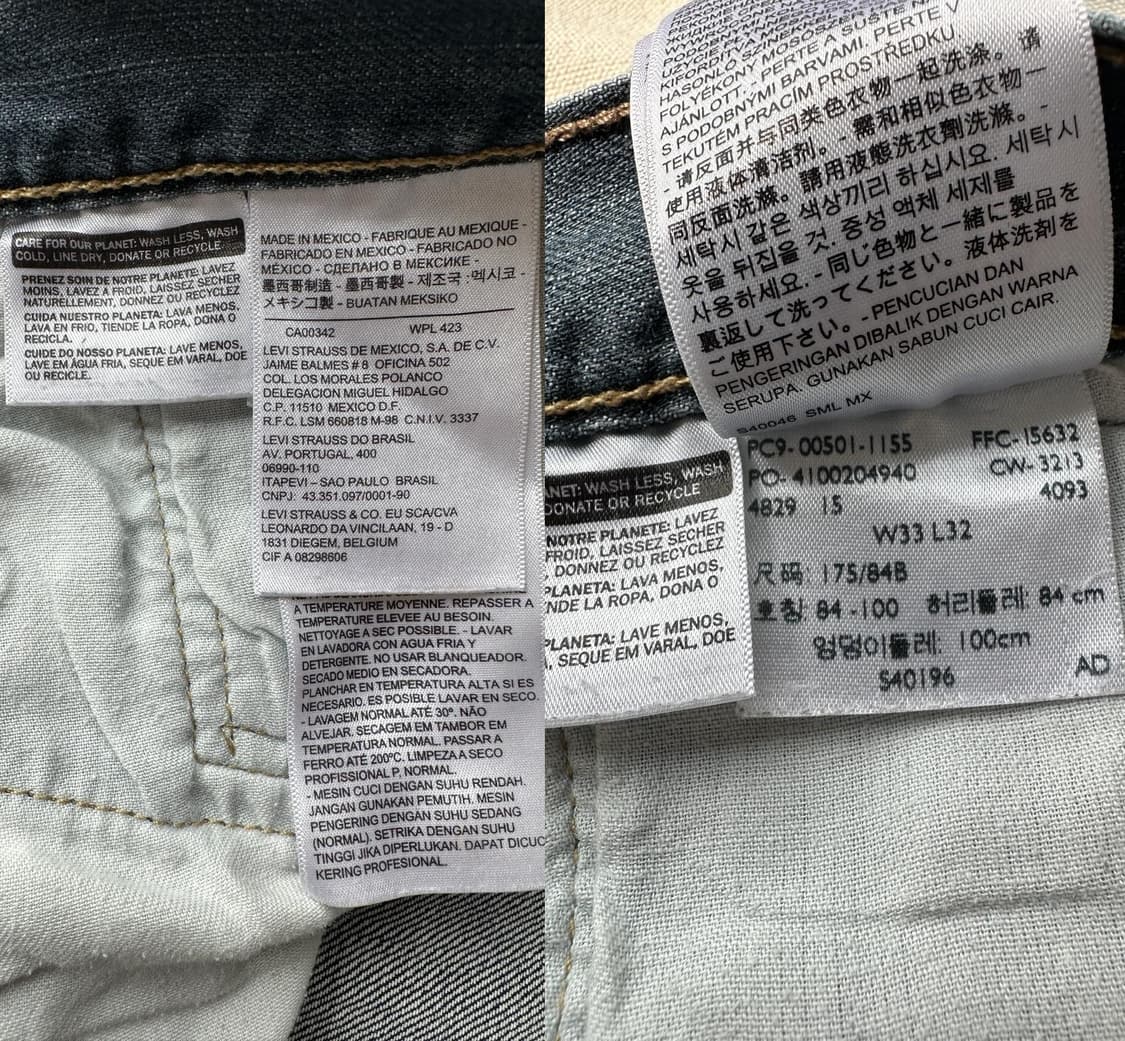 리바이스 501 스트레이트 데님팬츠 중청 33 상품이미지7