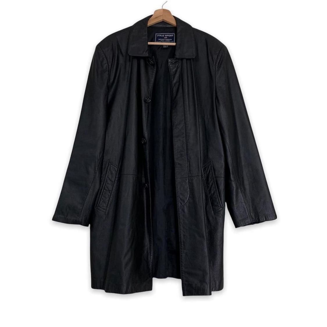 폴로 스포츠 음각 로고 카우레더 블랙 롱가죽자켓 상품이미지3