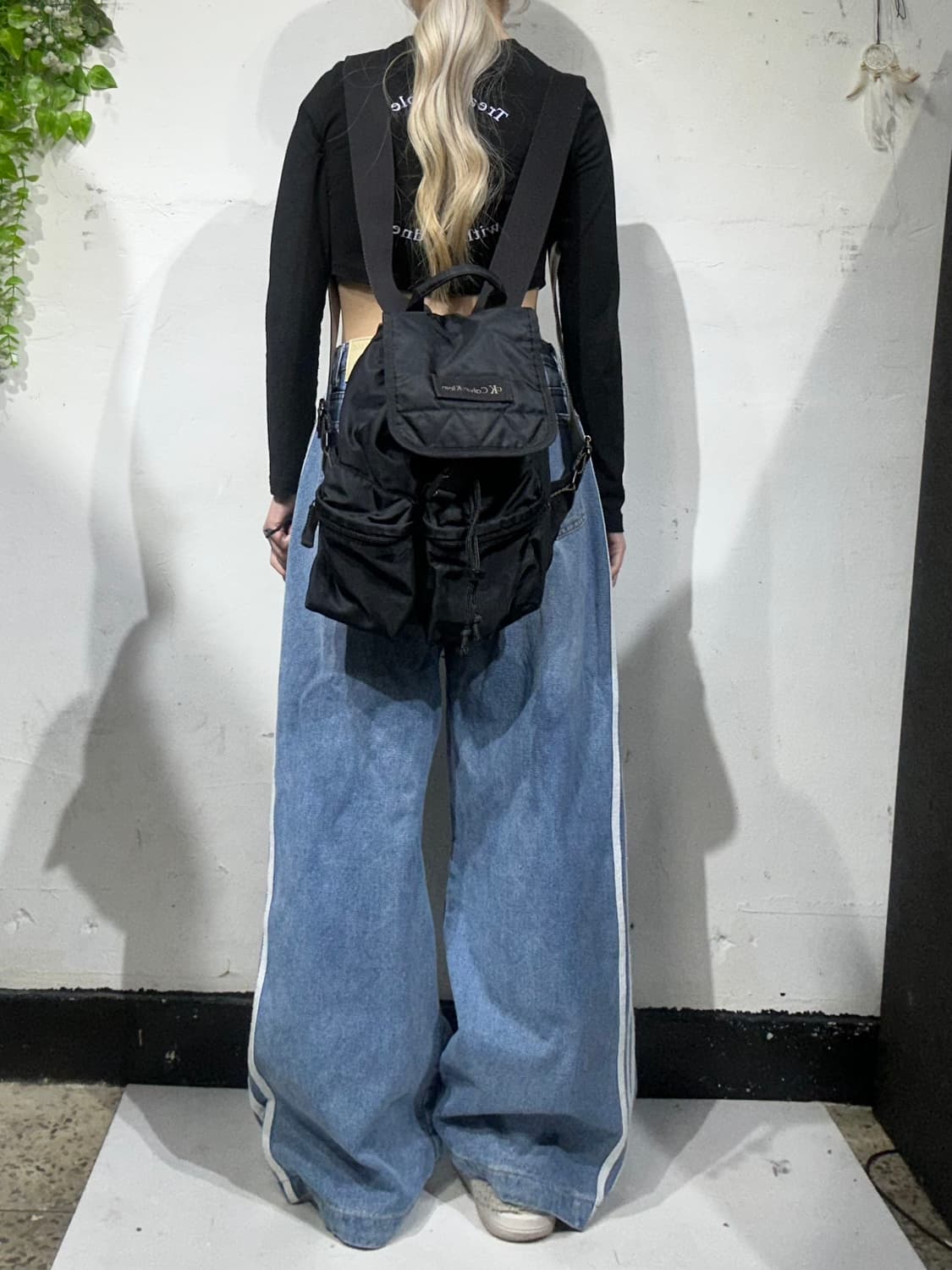 90s CK 캘빈 클라인 블랙 복조리 미니 백팩 가방 상품이미지3