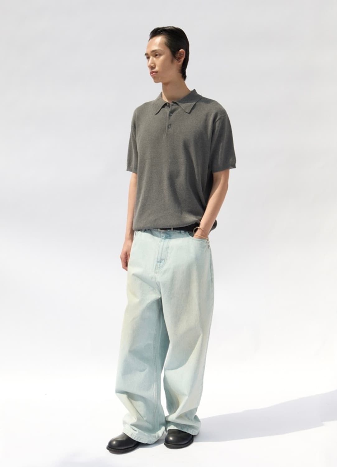 (m) 쿠어 컴팩트 샌디 폴로 니트 차콜 그레이 상품이미지1