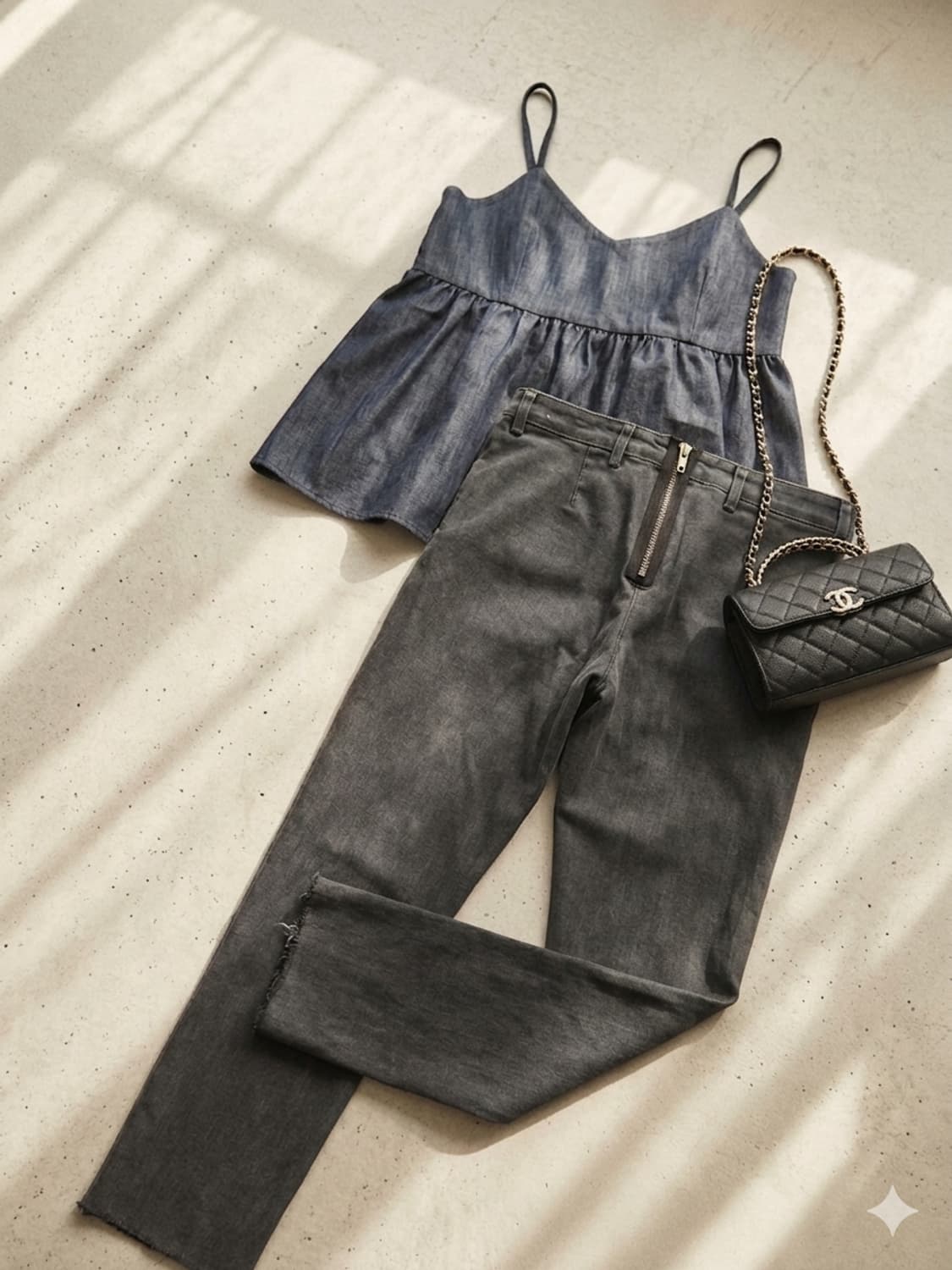 사계절 활용 만점! 진청 데님 셔링 뷔스티에 상품이미지2