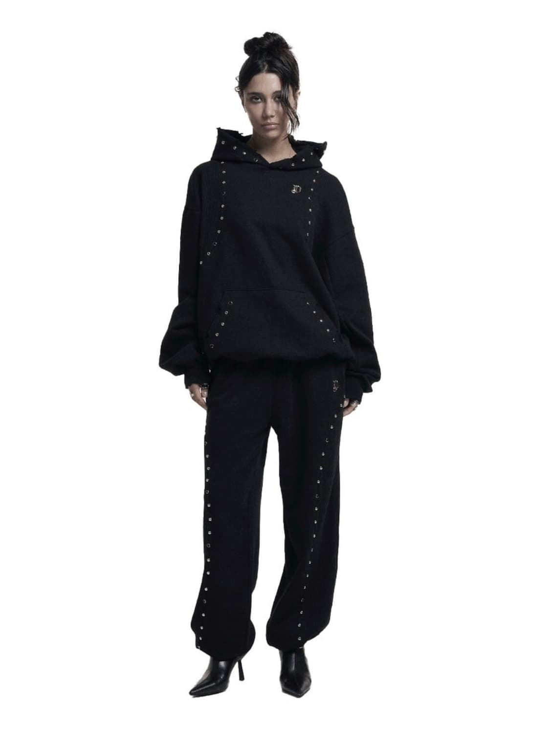 오도어 그런지 스터드 팬츠 블랙 상품이미지2