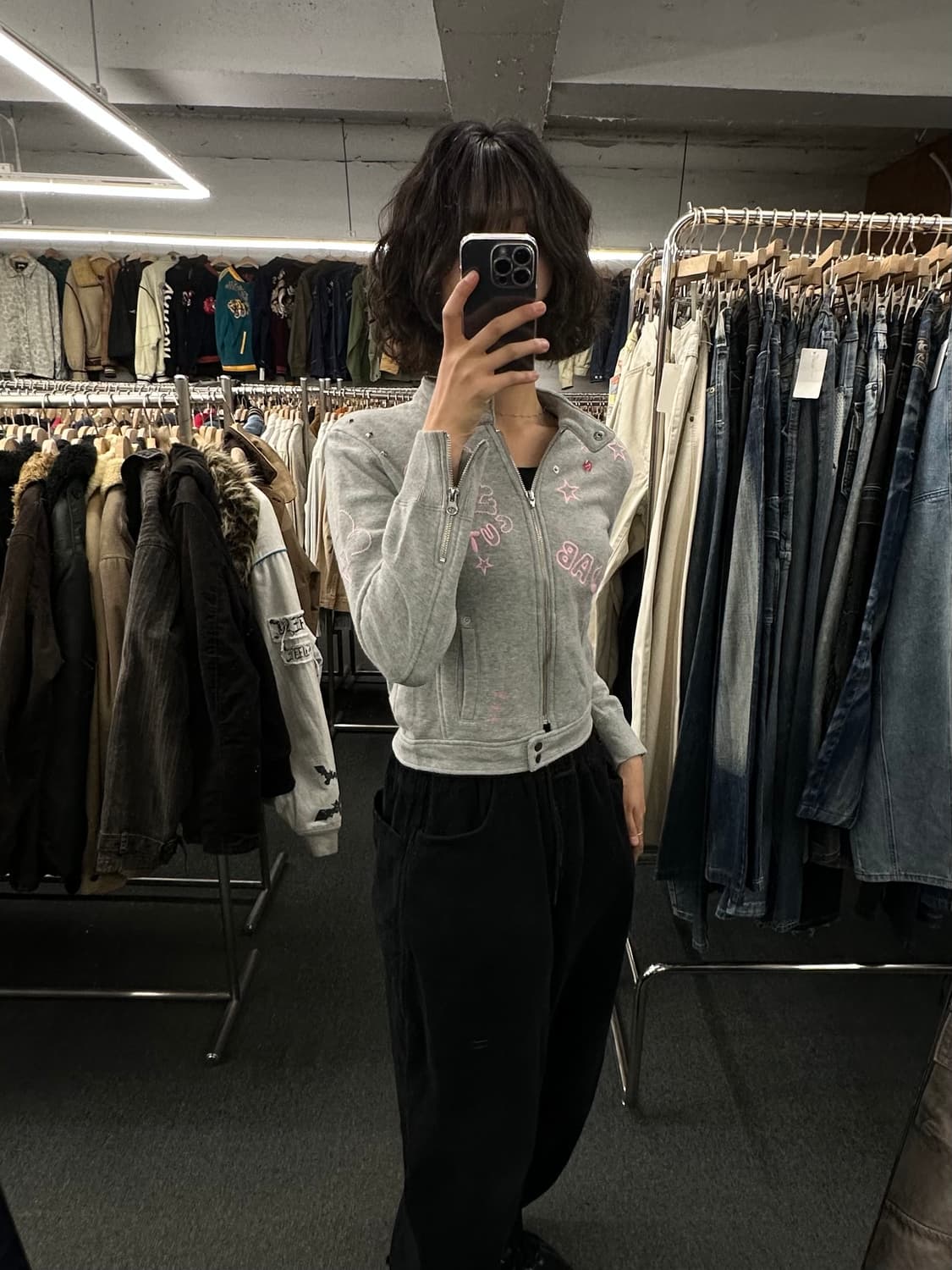 M)Angel Blue 90s 빈티지 여성 큐빅 키치 후드집업  어깨단면 상품이미지1