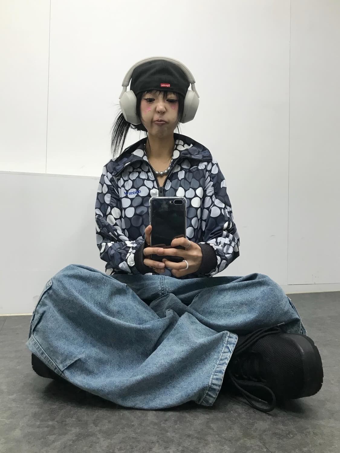 아디다스 도트패턴 하이넥 바람막이 세트 ( 상의+하의 ) 상품이미지5