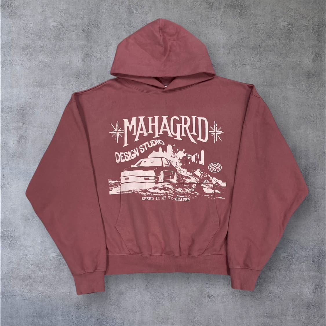 마하그리드 핑크 컬러 프린팅 빅로고 후드티 상품이미지1