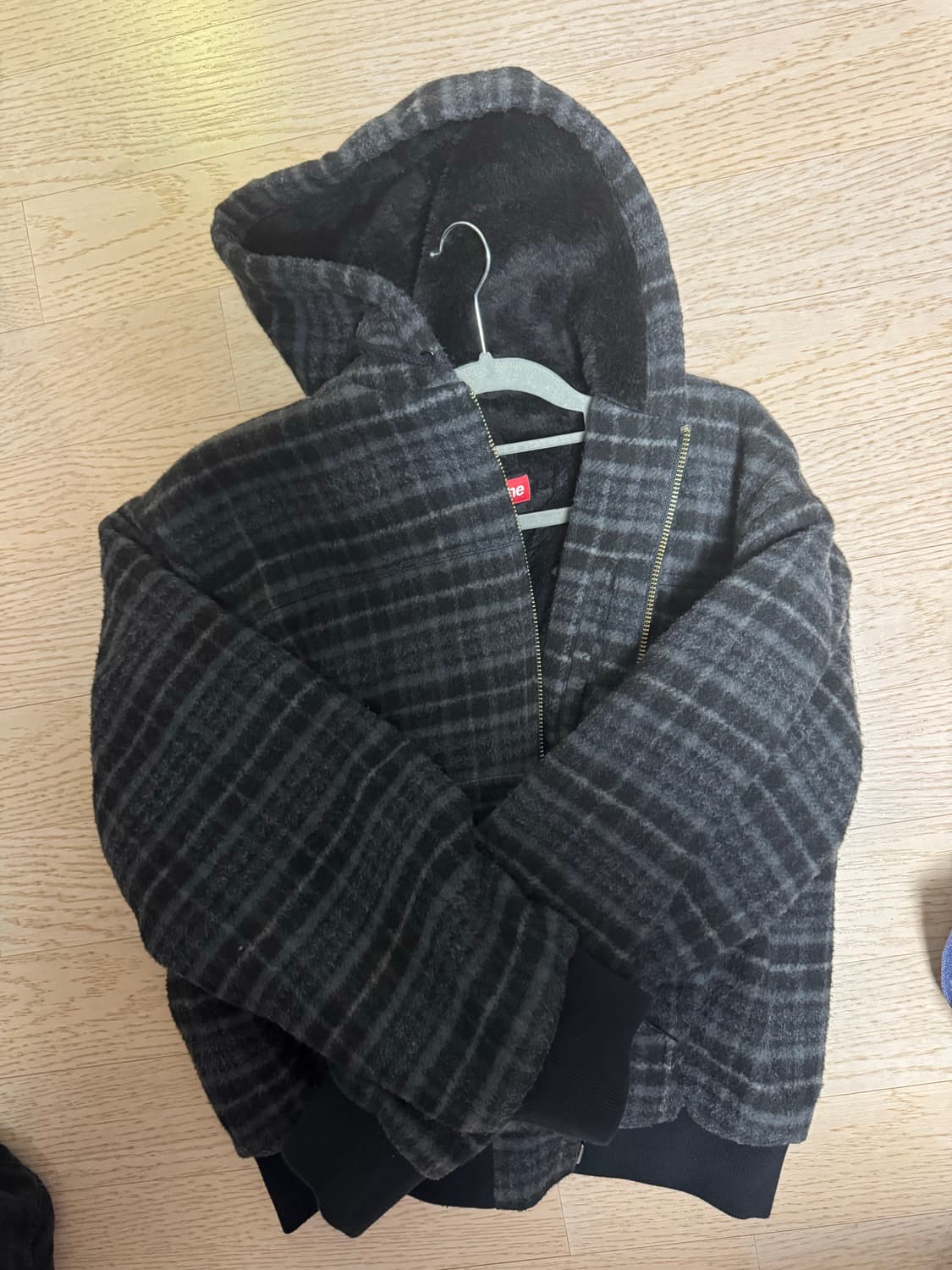 L) 슈프림 플레이드 울 후드 워크자켓 블랙  상품이미지2