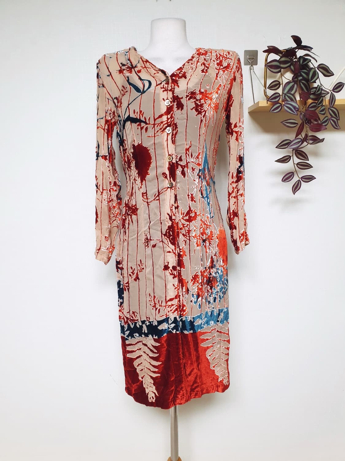 오일릴리 정품 번아웃벨벳 롱원피스 44 55 스킨 상품이미지1