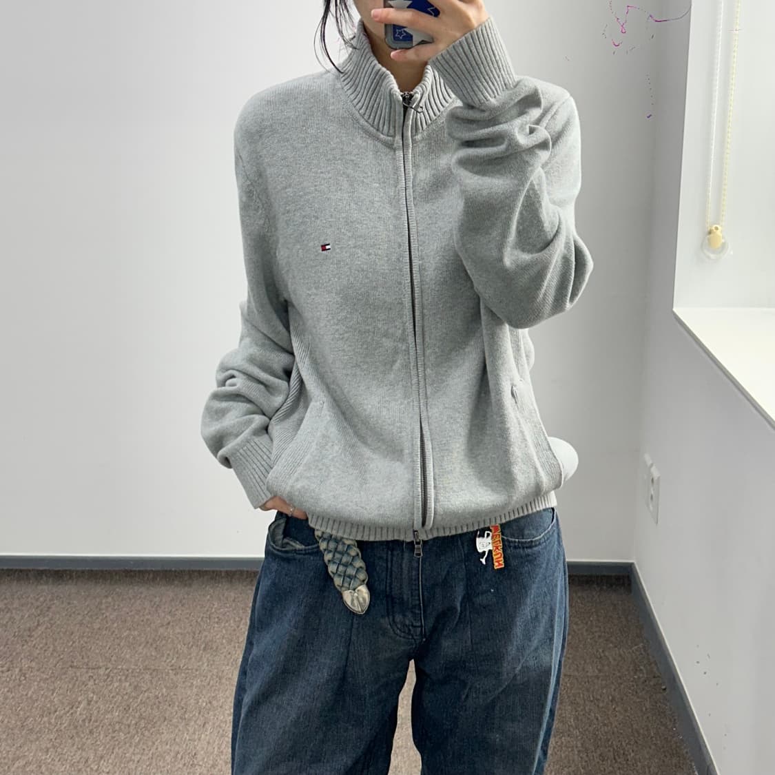 Tommy hilfiger 타미힐피거 그레이 니트 집업 상품이미지2