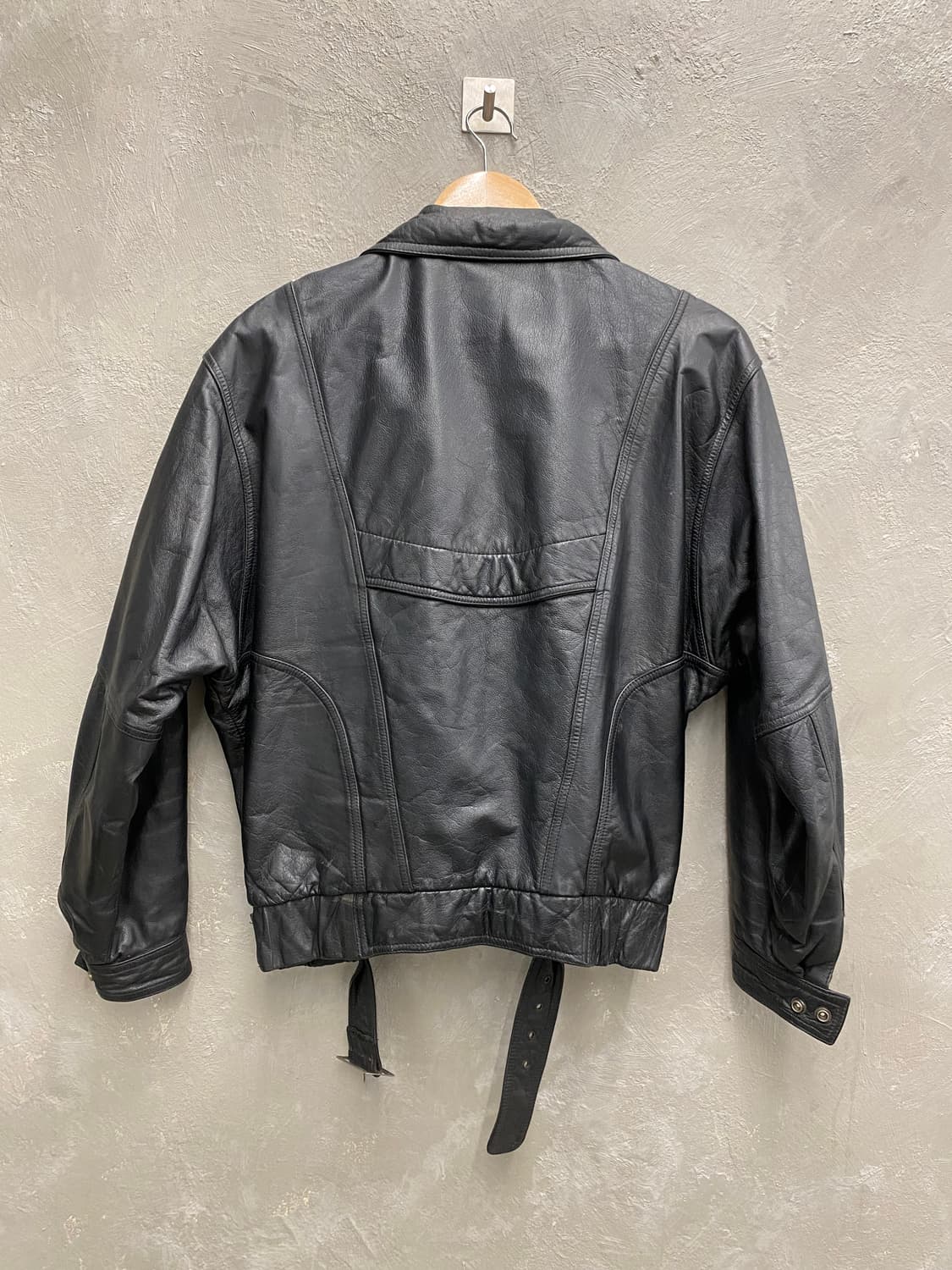 [L] 90s NCAF 빈티지 블랙 리얼레더 라이더 자켓 상품이미지6