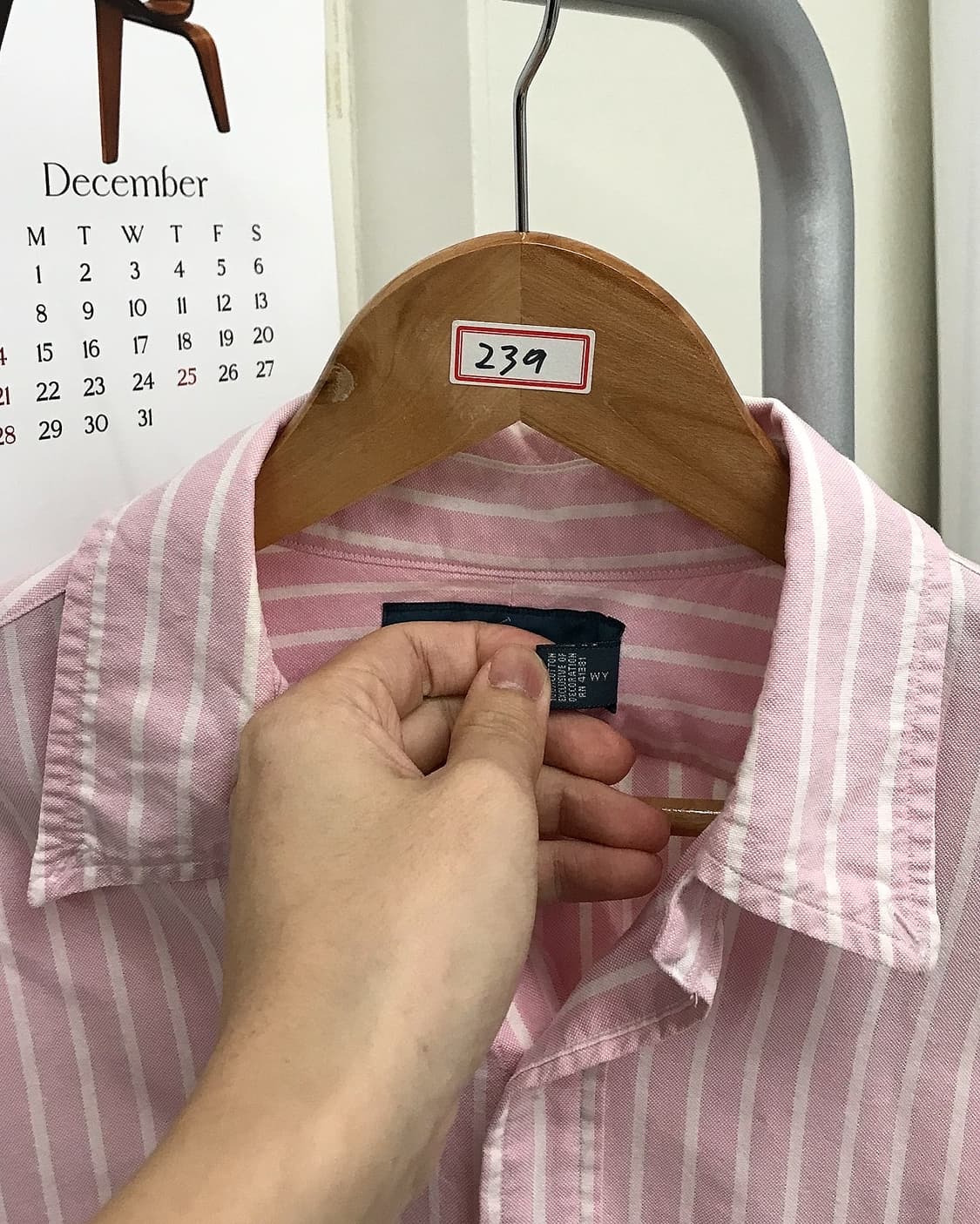 폴로 연핑크 스트라이프 셔츠 상품이미지3