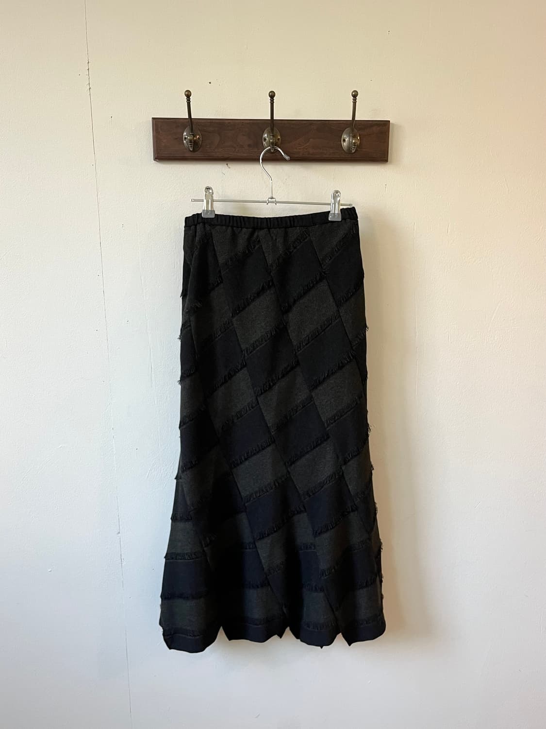 japan vtg 아가일 프릴 롱스커트 상품이미지4