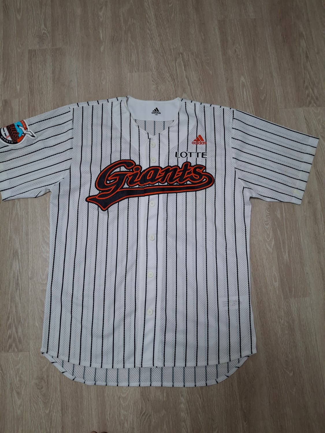 롯데자이언츠 노마킹 아디다스 홈 스트라이프 110사이즈 유니폼 상품이미지1