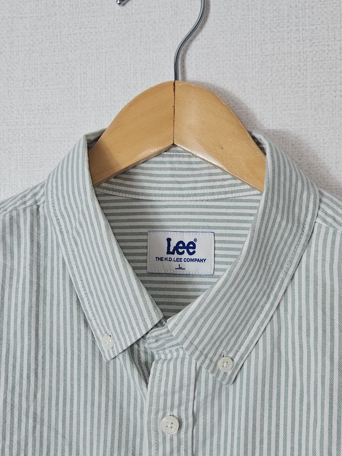 리 LEE 스트라이프 반팔셔츠 옥스포드 오버핏 L 상품이미지5