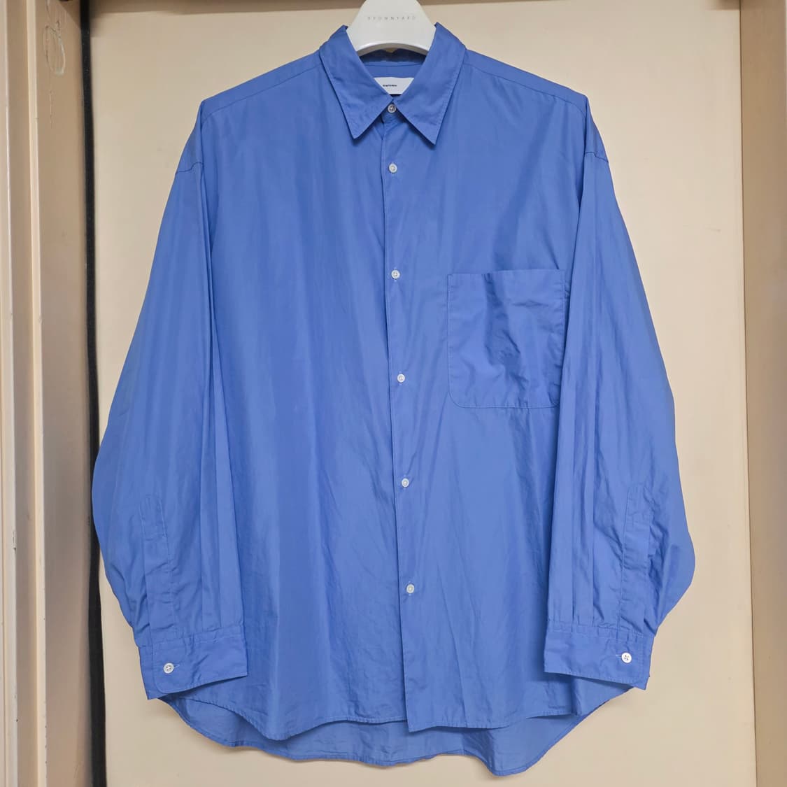 [F] 그라프페이퍼 브로드 L/S 오버사이즈드 레귤러 카라 셔츠 블루 상품이미지1
