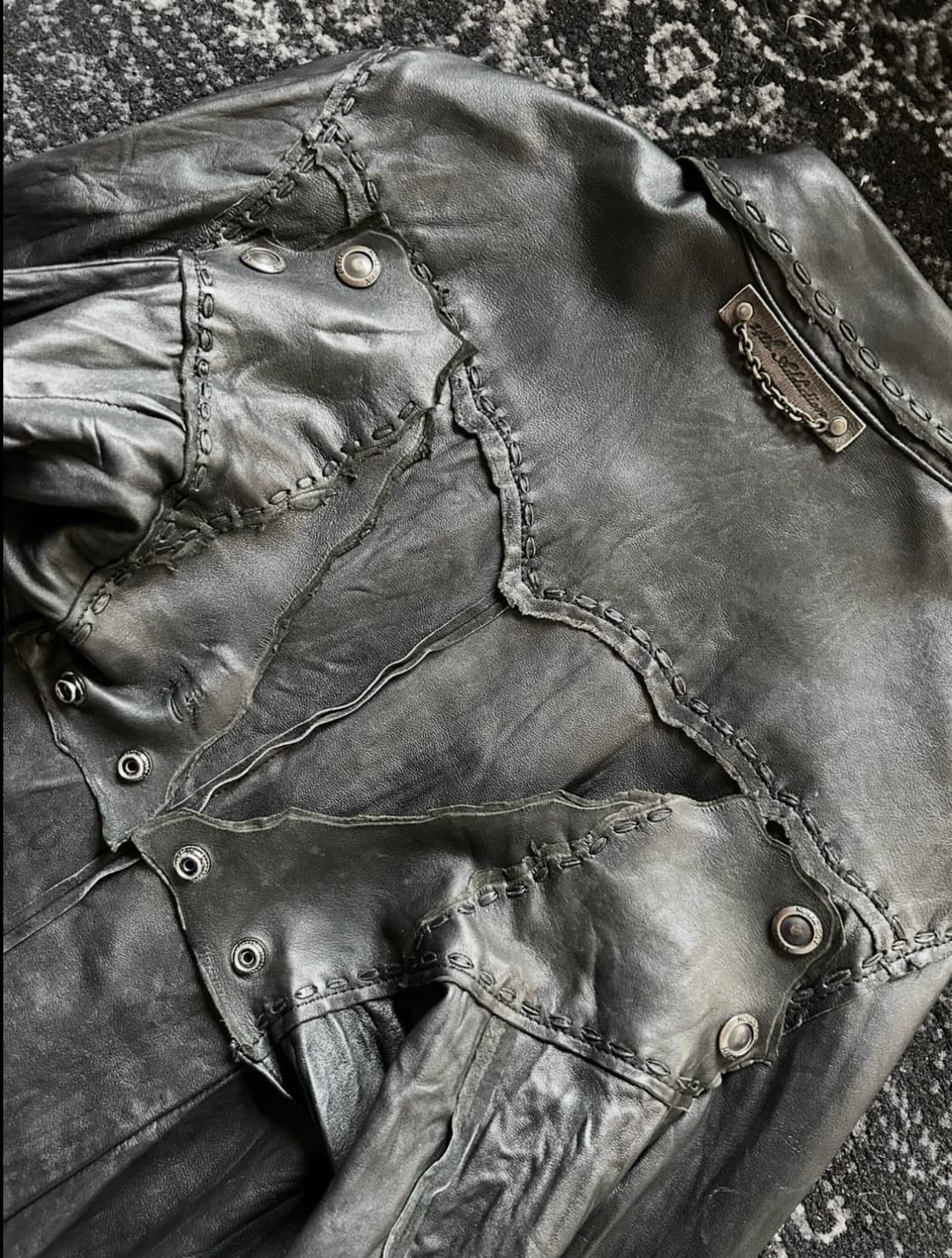14th addiction rare cutting leather shir 상품이미지3