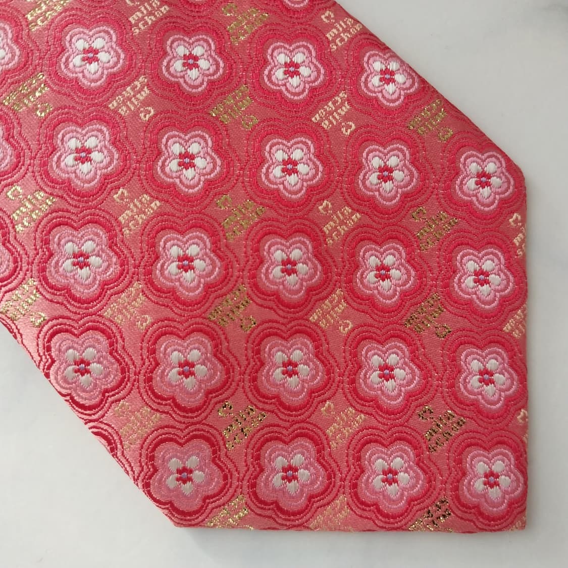 밀라 숀 실크 핑크 자카드 넥타이 9.2cm A+등급 k1767 상품이미지5