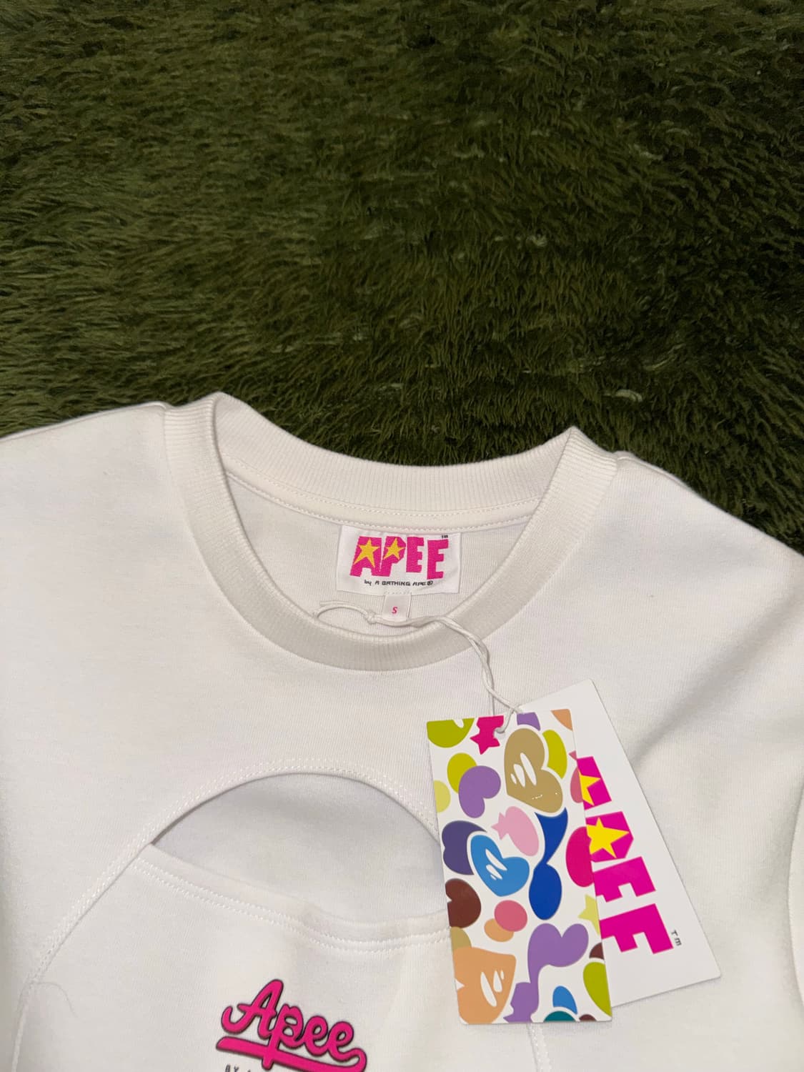 [S] AAPE 에이프 바이 베이프 크롭 스웻 탑 화이트 상품이미지3