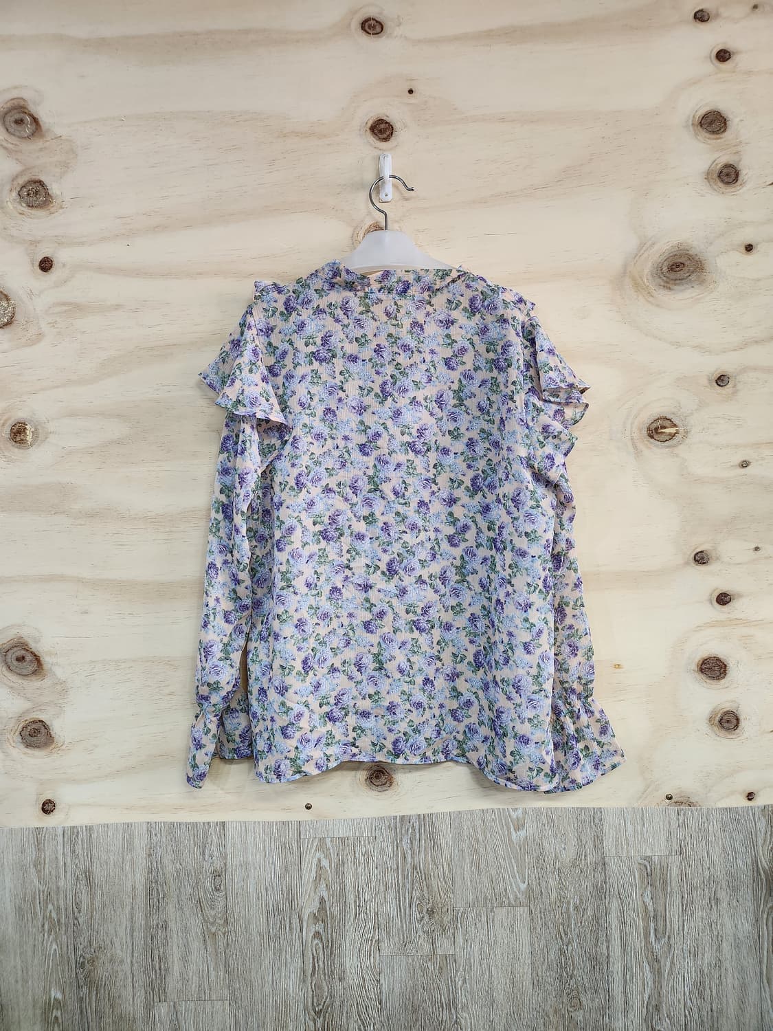 1075)clizy 플라워 프릴 쉬폰 블라우스 상품이미지2