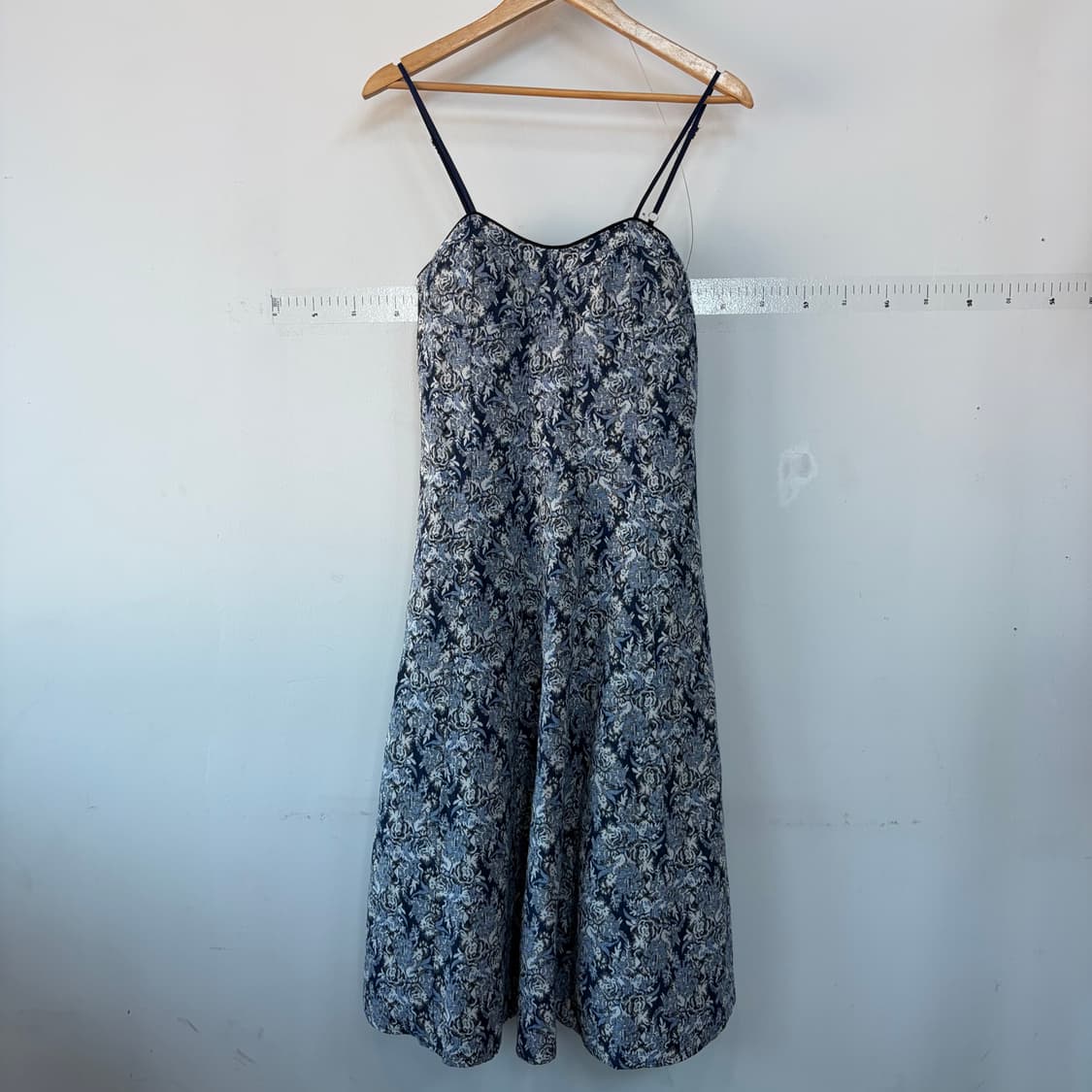 명품 쟈가드 플라워 패턴 끈나시 롱 원피스 상품이미지1