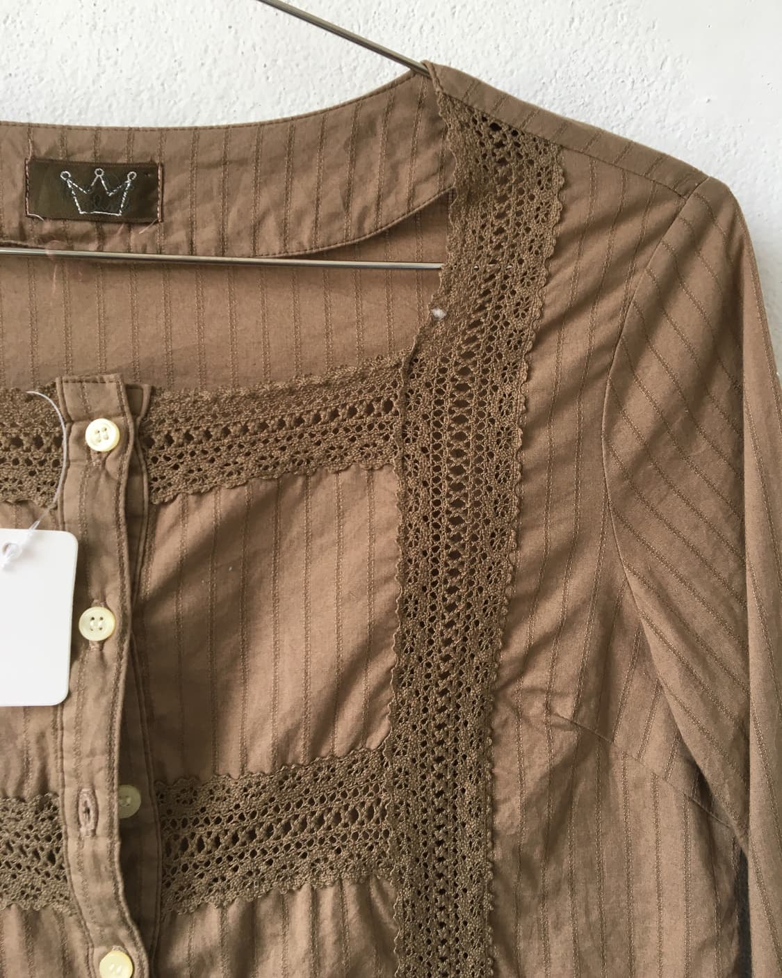 Crochet trimming stripe pattern blouse 상품이미지5
