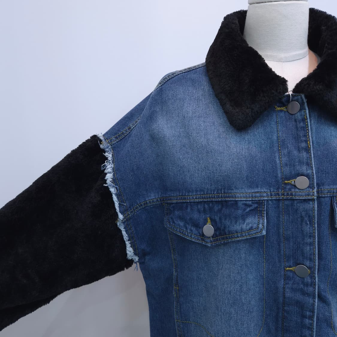 오버핏 빈티지 퍼 데님자켓 상품이미지5