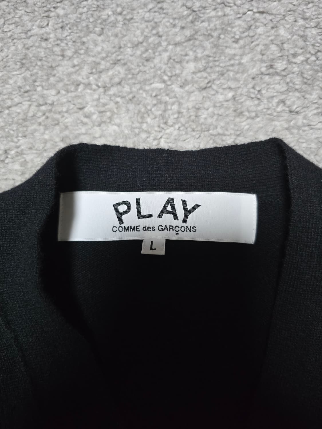 [미실착] 꼼데가르송 플레이 화이트 하트 블랙 가디건 상품이미지2