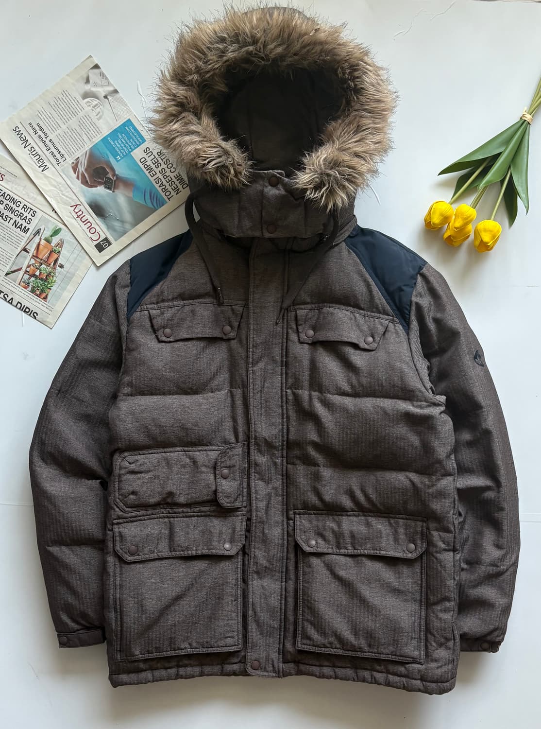 adidas 아디다스 브라운 퍼 후드 패딩 점퍼 상품이미지2