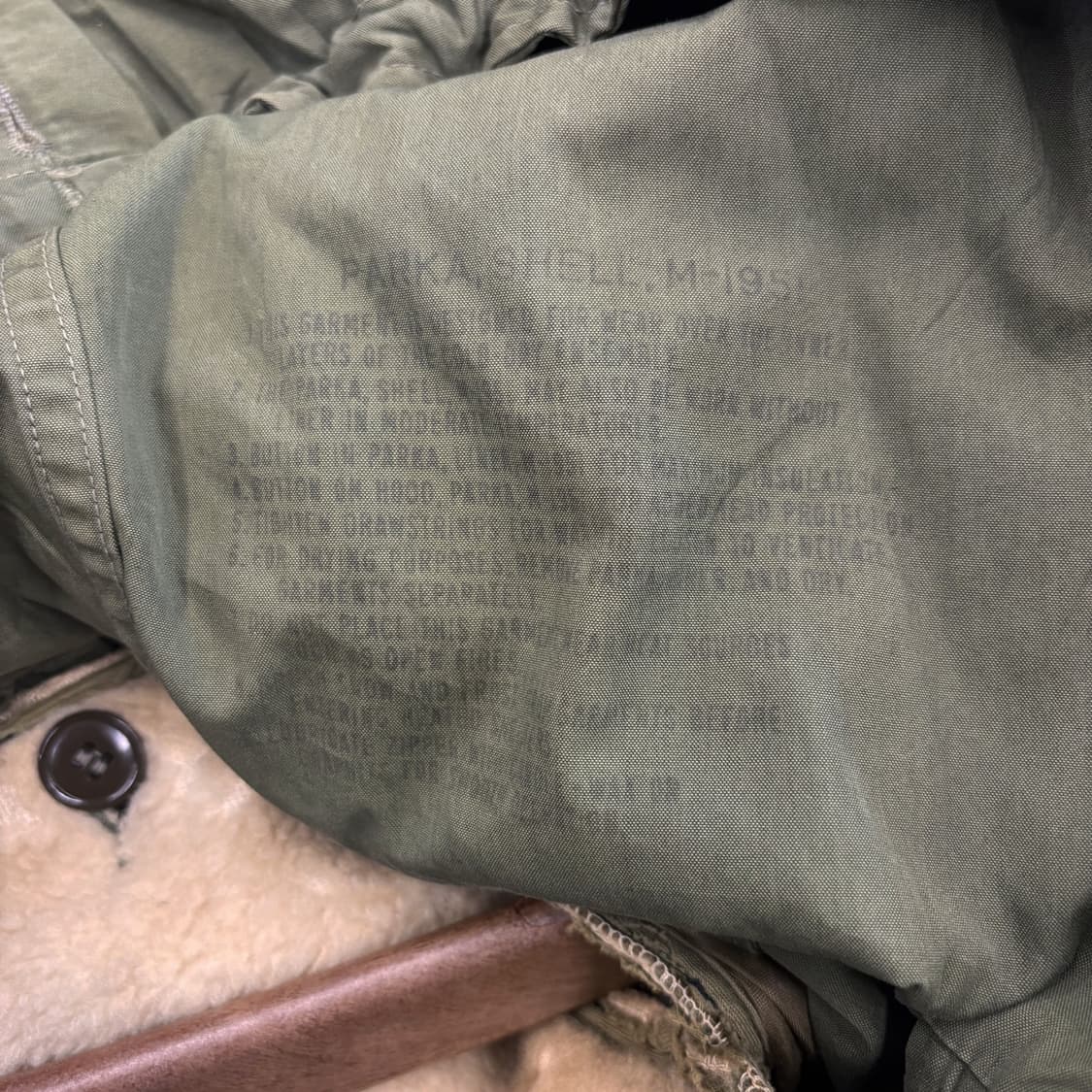 50s 오리지널 U.S. ARMY M-51 파카 양털안감 라이너 N435 상품이미지10